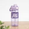 680 ml-es motivációs sport kulacs szívószállal és mérőskálával – BPA-mentes ivópalack, lila