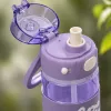 680 ml-es motivációs sport kulacs szívószállal és mérőskálával – BPA-mentes ivópalack, lila