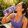 680 ml-es motivációs sport kulacs szívószállal és mérőskálával – BPA-mentes ivópalack, lila