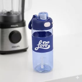   680 ml-es sport kulacs szívószállal és mérőskálával – BPA-mentes ivópalack, kék