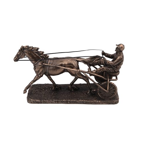 Ügető versenyző - fém, 12 cm magas, 23 cm hosszú