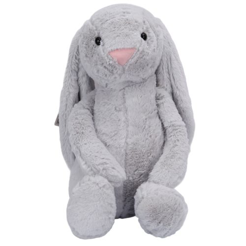 Puha plüss nyuszi hosszú fülekkel – szürke, 55 cm-es ölelhető méret