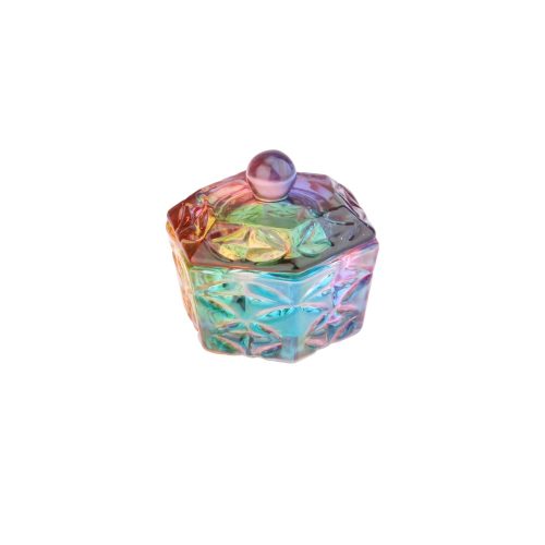 Liquid tartó üveg tetővel színes - Sokszög