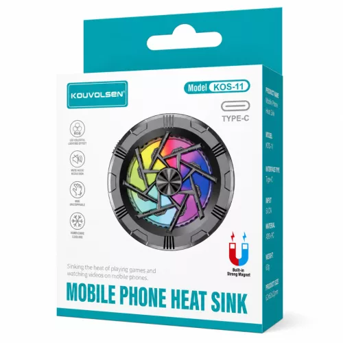 Mágneses telefonhűtő ventilátor RGB LED világítással