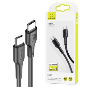   USAMS U43 adatátviteli kábel, Type-C 100W PD gyorstöltés támogatás, 120 cm hosszú - Fekete