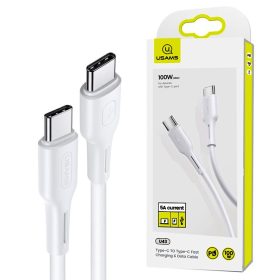  USAMS U43 adatátviteli kábel, Type-C 100W PD gyorstöltés támogatás, 120 cm hosszú - Fehér
