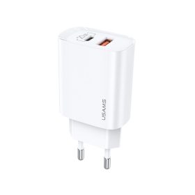   USAMS US-CC121 Gyorstöltő 20W USB + USB-C, QC3.0 + PD3.0 - Feher