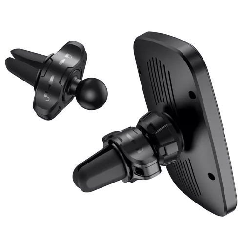 BOROFONE BH35 Mágneses Vezeték nélküli töltő autós tartó 15W,  levegő kimenethez és műszerfalhoz - Fekete
