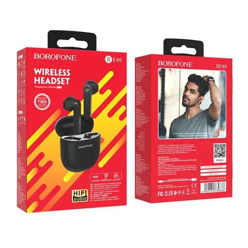 BOROFONE BE49 TWS Vezeték nélküli Bluetooth fülhallgató V5.0 - Fekete