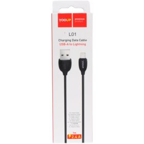 Adatkábel Yooup L01A USB A - iPhone  2 m kábel fekete
