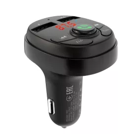   YOOUP V01 Dupla USB autós töltő, Vezeték nélküli FM modulátor, Autós kihangosító - Fekete