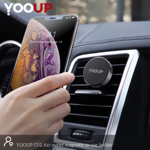 YOOUP C02 Légkivezető mágneses autótartó - fekete