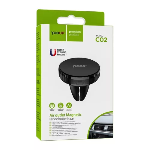 YOOUP C02 Légkivezető mágneses autótartó - fekete