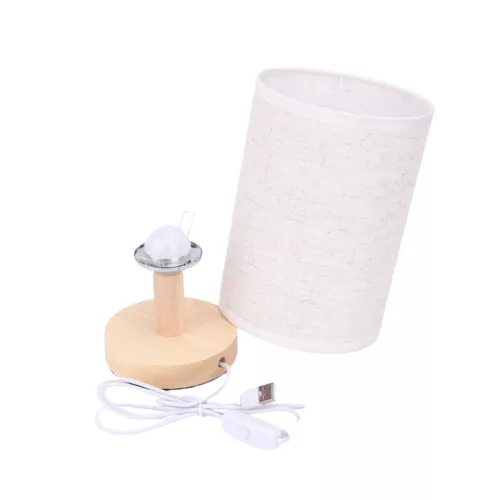 USB-s asztali LED lámpa fehér színben, bambusz talppal