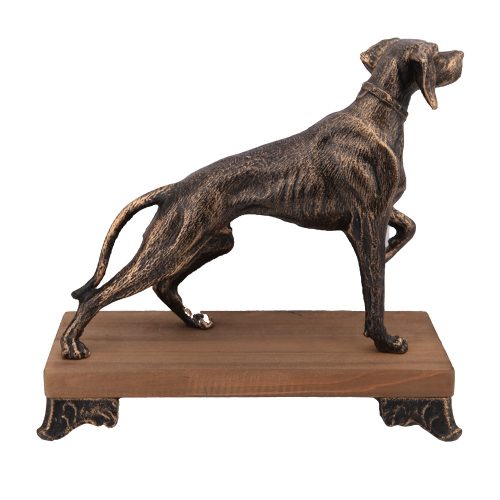 Vizsla - kan kutya fémszobor - 22 cm magas, 25 cm hosszú, fatalpon