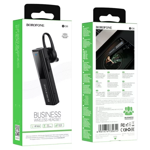 BOROFONE BC30 vezeték nélküli bluetooth-os mono fülhallgató - Fekete