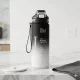 650 ml-es motivációs sport kulacs időjelöléssel és szívószállal – BPA-mentes ivópalack, fehér-fekete átmenetes