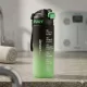 650 ml-es motivációs sport kulacs időjelöléssel és szívószállal – BPA-mentes ivópalack, zöld-fekete
