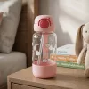 700 ml-es gyermek kulacs szívószállal és biztonsági kupakkal – BPA-mentes ivópalack, rózsaszín