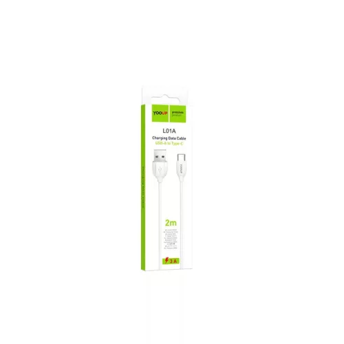 Adatkábel Yooup L01A USB A - Micro USB  2 m kábel fehér
