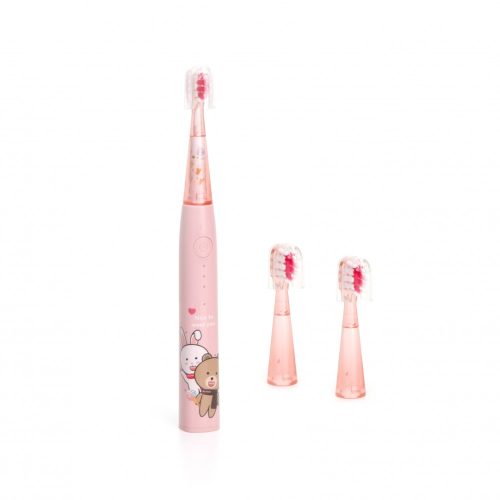 MDHL Gyerek Elektromos fogkefék 6 üzemmód + 2 féj, USB töltés - Rózsaszín