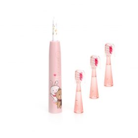   MDHL Gyerek Elektromos fogkefék 6 üzemmód + 2 fej, USB töltés - Rózsaszín