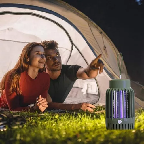Szúnyogírtó UV lámpa zöld színben – csendes, 360° védelem, USB-C csatlakozóval, UV-álló borítással, kültéri-beltéri használatra