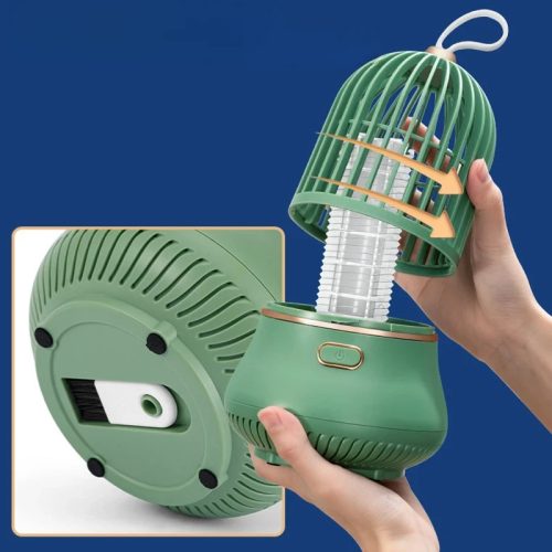 Szúnyogírtó UV lámpa – modern dizájn, zöld szín, 360° védelem, USB-C csatlakozóval, kültéri és beltéri használatra