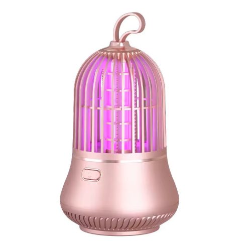 Szúnyogírtó UV lámpa – modern forma, pink szín, 360° védelem, USB-C csatlakozóval, beltéri és kültéri használatra