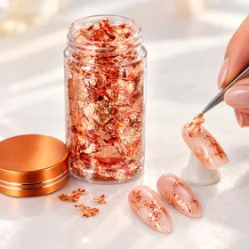   Körömdíszítő fóliapehely 80 ml – bronz, füstfólia hatás