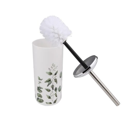 6 részes fürdőszoba szett – fehér alapon zöld leveles mintával, modern stílus