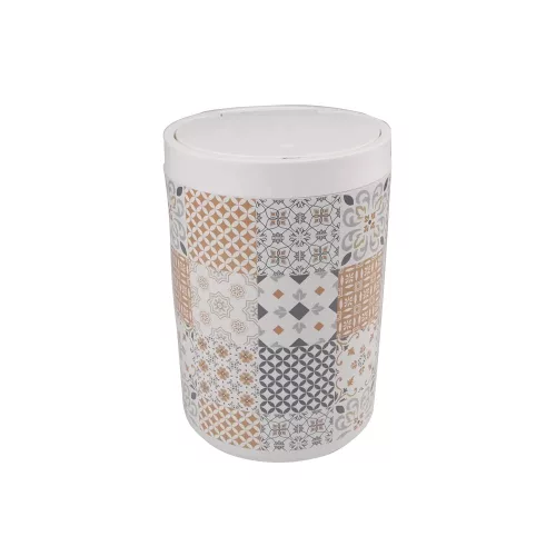 6 részes fürdőszoba szett – barna-szürke patchwork mintás, modern design