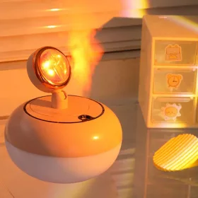  Naplemente hatású aromaterápiás ultrahangos párásító – 300 ml rózsaszín LED fényvetítős diffúzor