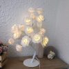LED Fehér Rózsa Virág Hálószoba Éjjeli Lámpa, Asztali Lámpa USB-s - Melegfehér