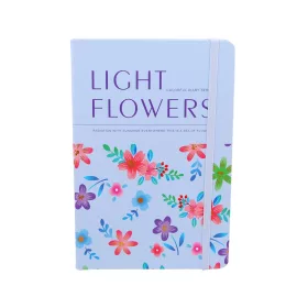   Jegyzetfüzet  A/5 gumis, vonalas, kemény fedelű, Ligth Flowers - kék