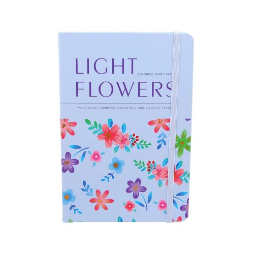 Jegyzetfüzet  A/5 gumis, vonalas, kemény fedelű, Ligth Flowers - kék