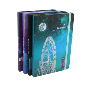   Jegyzetfüzet  A/5 gumis, vonalas, kemény fedelű, Beautiful Life - Eiffel torony - lila