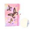 Jegyzetfüzet A/5 gumis, vonalas, kemény fedelű, rózsaszín pillangós