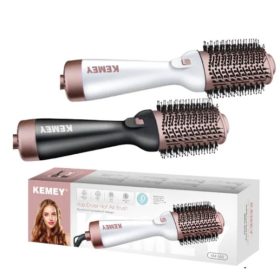   KEMEY KM-565 forró levegős hajformázó kefe – fehér, 2 az 1-ben hajszárító és hajkefe