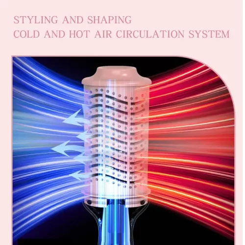 KEMEY KM-565 forró levegős hajformázó kefe – fehér, 2 az 1-ben hajszárító és hajkefe