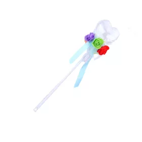   Világítós varázspálca LED-es, szív a végén, világoskék szalaggal, 36 cm hosszú
