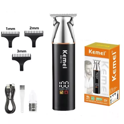 KEMEI KM-779 professzionális hajvágó – USB töltéssel, LCD kijelzővel