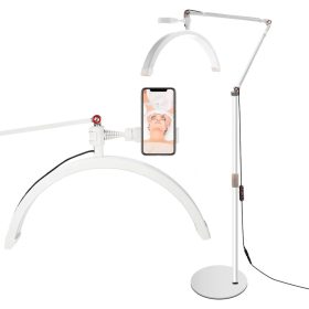   20W állólámpás LED félhold alakú kozmetikai és köröm lámpa, 3000K-6000K fényerővel állítható - fehér