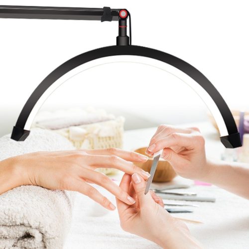20W állólámpás LED félhold alakú kozmetikai és köröm lámpa, 3000K-6000K fényerővel állítható - fekete