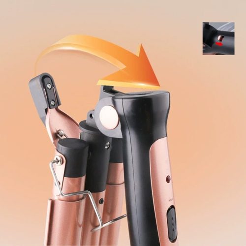 KEMEI KM-1010A professzionális hajgöndörítő – háromcsövű hajsütővas, 200°C, kerámia bevonattal