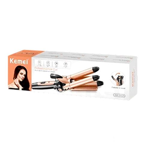 KEMEI KM-1010A professzionális hajgöndörítő – háromcsövű hajsütővas, 200°C, kerámia bevonattal