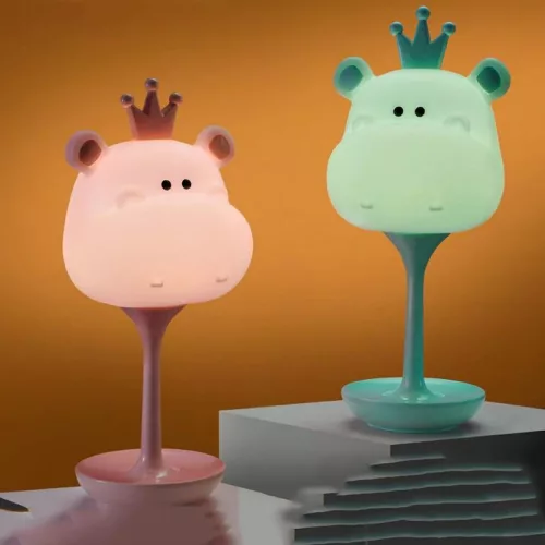 LED Szabályozható éjjeli gyerek lámpa 3W - Szürke víziló