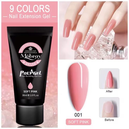 Mobray Poly gél, Acryl gél 30 ml - 1# Soft Pink