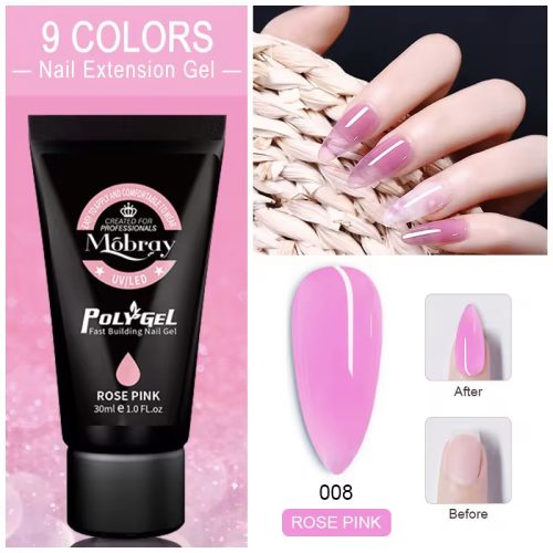 Mobray Poly gél, Acryl gél 30 ml - 8# Rose Pink