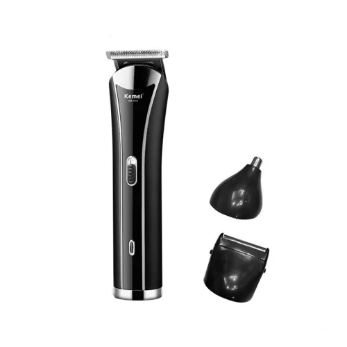 Kemei KM-1418 3 az 1-ben férfi hajvágó és trimmelő készlet – USB újratölthető, csendes működés, többféle fejjel